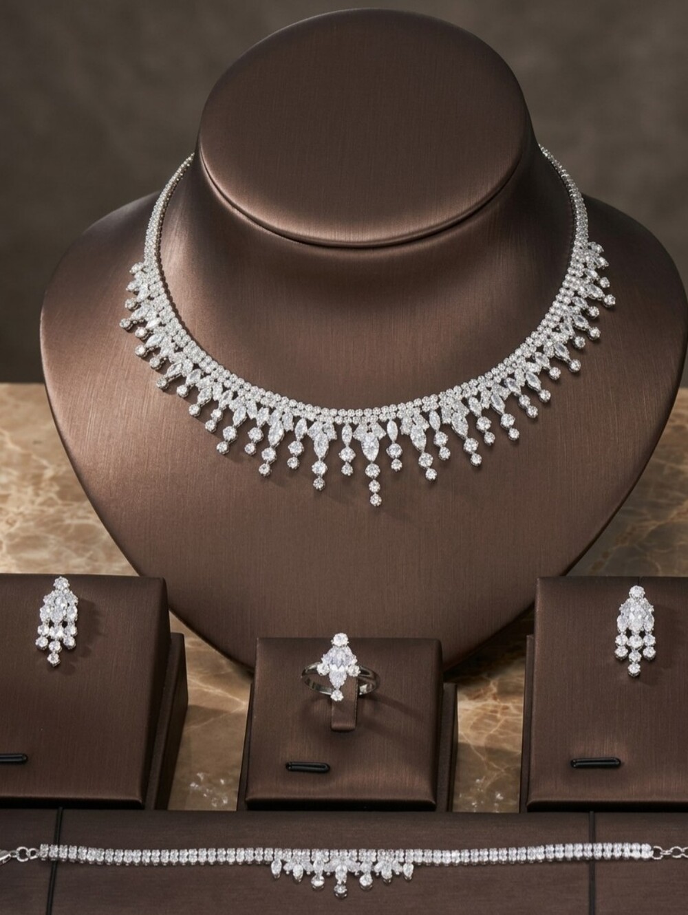 Luxury 4-Piece Cubic Zirconia Jewelry Set